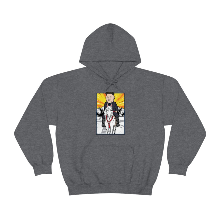 Kim Jung Un Riding White Horse Unisex Heavy Blend™ Hooded Sweatshirt - Image 33