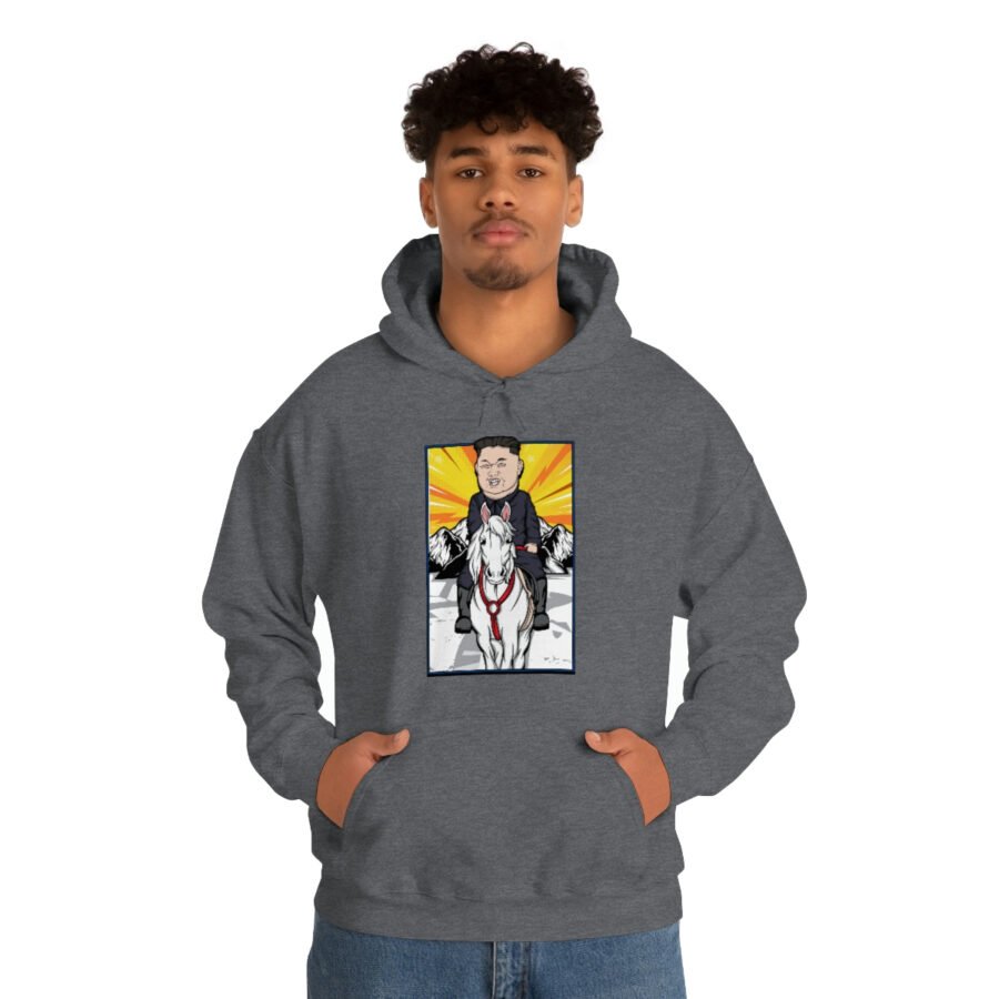 Kim Jung Un Riding White Horse Unisex Heavy Blend™ Hooded Sweatshirt - Image 35