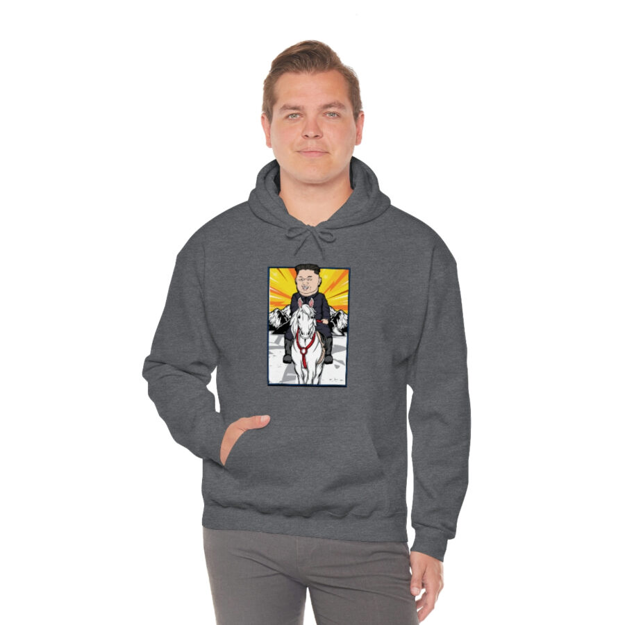 Kim Jung Un Riding White Horse Unisex Heavy Blend™ Hooded Sweatshirt - Image 37