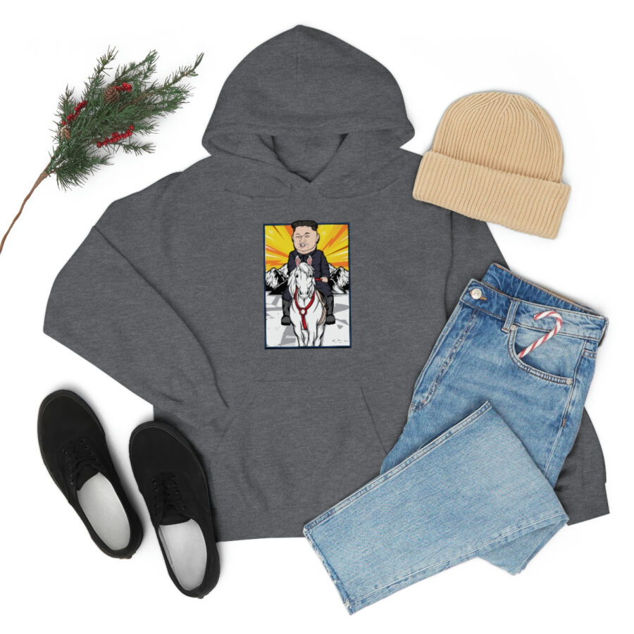 Kim Jung Un Riding White Horse Unisex Heavy Blend™ Hooded Sweatshirt - Image 39
