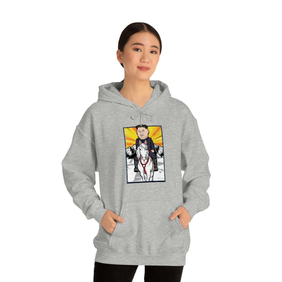 Kim Jung Un Riding White Horse Unisex Heavy Blend™ Hooded Sweatshirt - Image 18