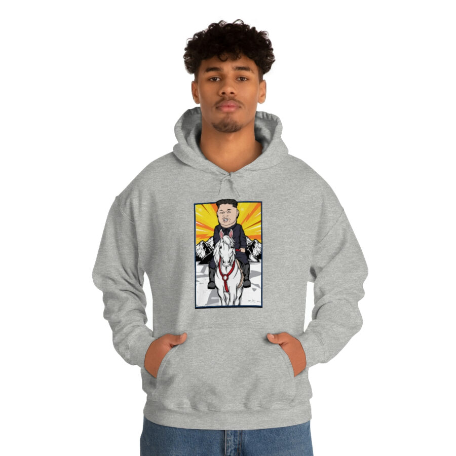Kim Jung Un Riding White Horse Unisex Heavy Blend™ Hooded Sweatshirt - Image 19