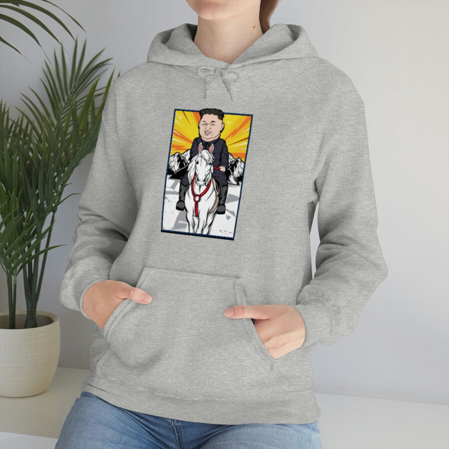 Kim Jung Un Riding White Horse Unisex Heavy Blend™ Hooded Sweatshirt - Image 22