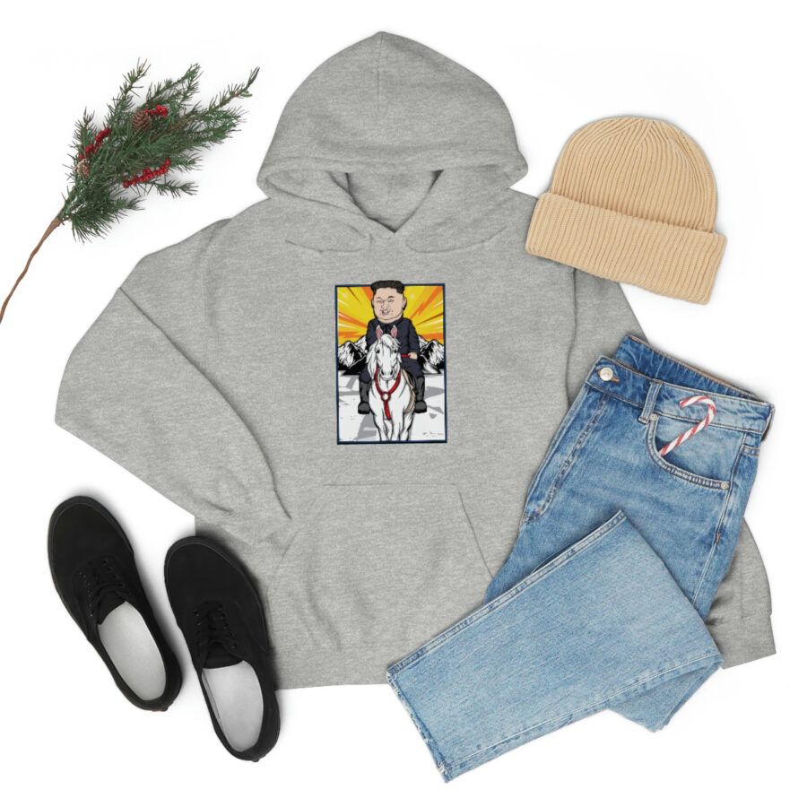Kim Jung Un Riding White Horse Unisex Heavy Blend™ Hooded Sweatshirt - Image 23