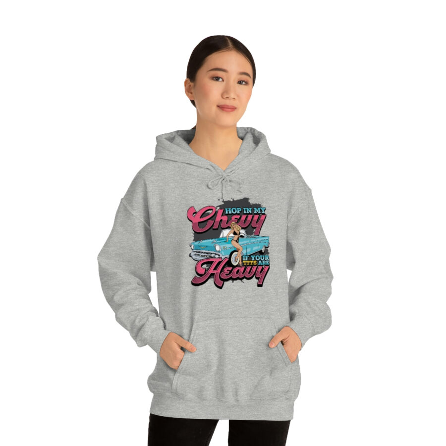 "Hop in my Chevy if your Tits are Heavy" Unisex Heavy Blend™ Hooded Sweatshirt - Image 26