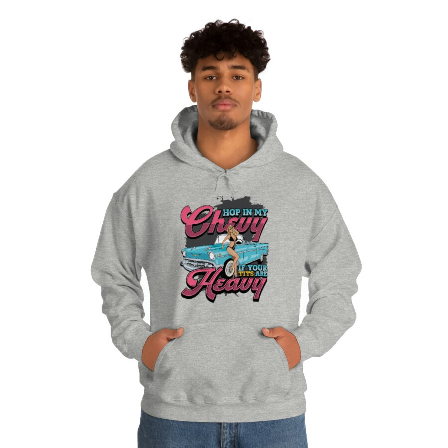 "Hop in my Chevy if your Tits are Heavy" Unisex Heavy Blend™ Hooded Sweatshirt - Image 27