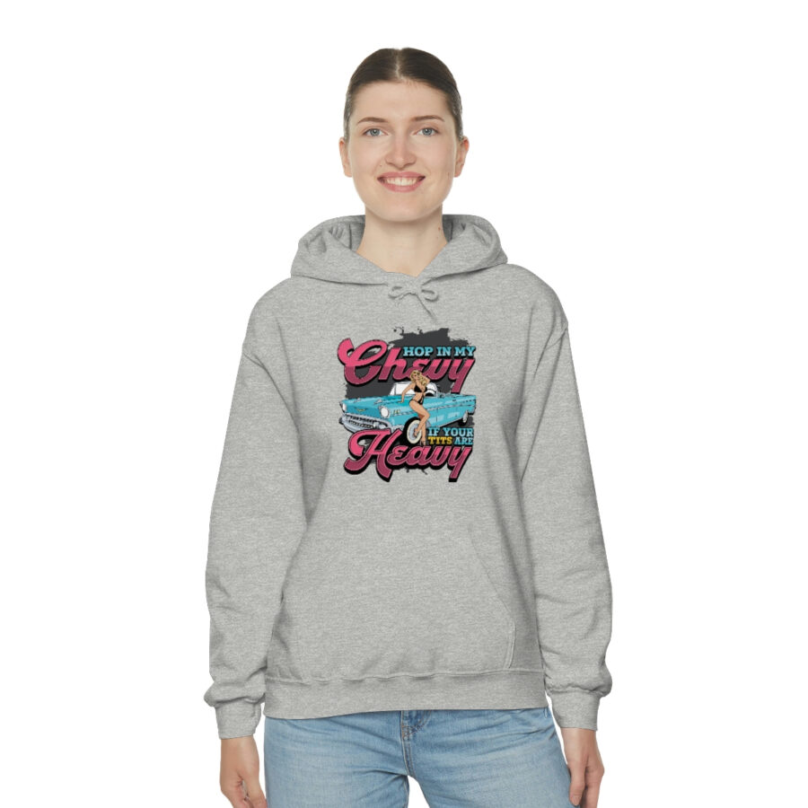 "Hop in my Chevy if your Tits are Heavy" Unisex Heavy Blend™ Hooded Sweatshirt - Image 28