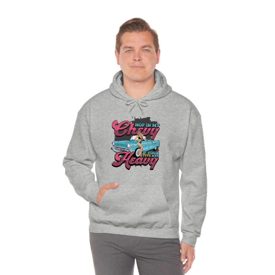 "Hop in my Chevy if your Tits are Heavy" Unisex Heavy Blend™ Hooded Sweatshirt - Image 29
