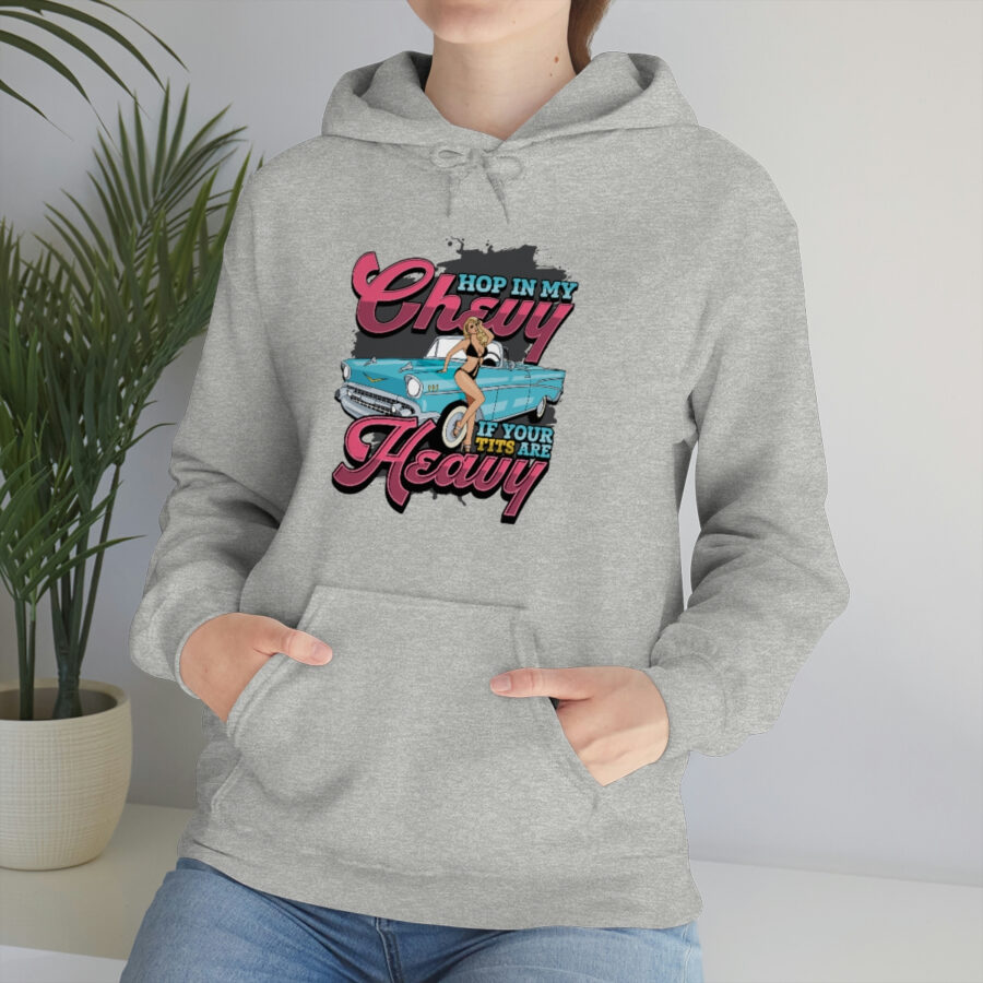 "Hop in my Chevy if your Tits are Heavy" Unisex Heavy Blend™ Hooded Sweatshirt - Image 30