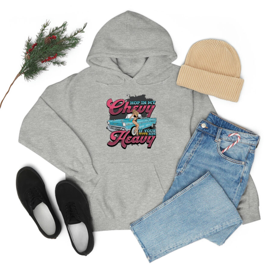 "Hop in my Chevy if your Tits are Heavy" Unisex Heavy Blend™ Hooded Sweatshirt - Image 31