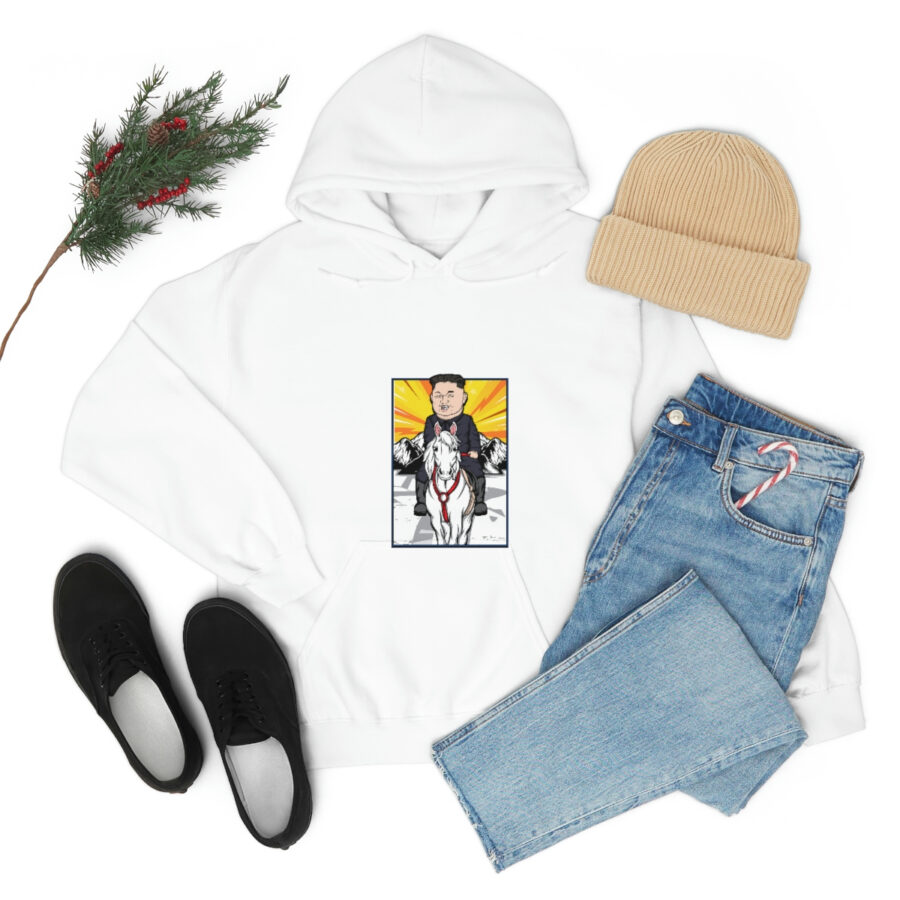 Kim Jung Un Riding White Horse Unisex Heavy Blend™ Hooded Sweatshirt - Image 2