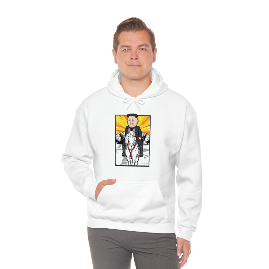 Kim Jung Un Riding White Horse Unisex Heavy Blend™ Hooded Sweatshirt - Image 5