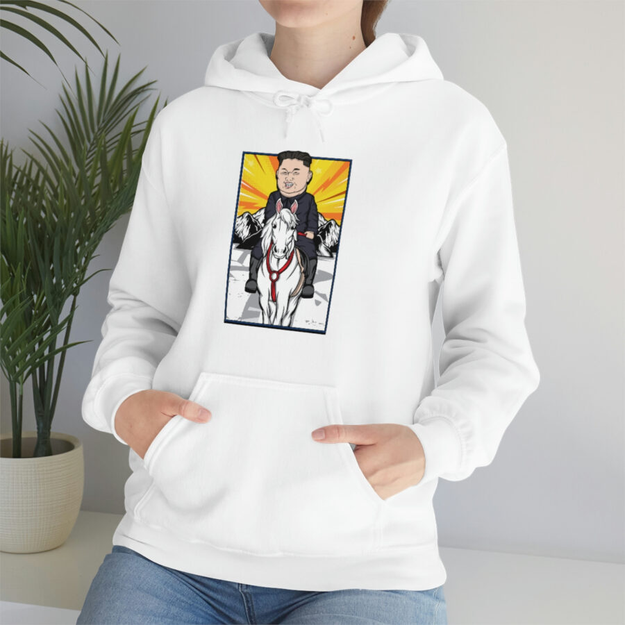 Kim Jung Un Riding White Horse Unisex Heavy Blend™ Hooded Sweatshirt - Image 6