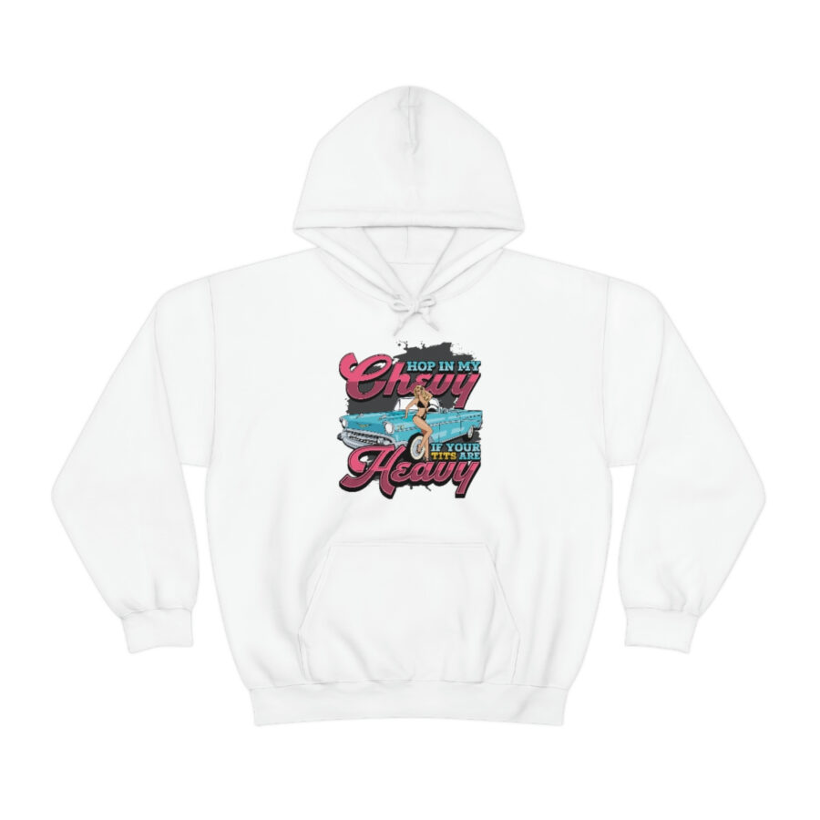 "Hop in my Chevy if your Tits are Heavy" Unisex Heavy Blend™ Hooded Sweatshirt - Image 9