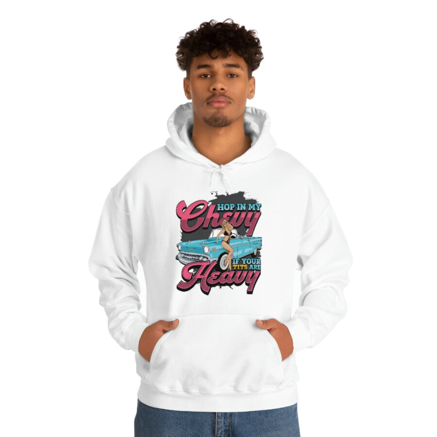 "Hop in my Chevy if your Tits are Heavy" Unisex Heavy Blend™ Hooded Sweatshirt - Image 11