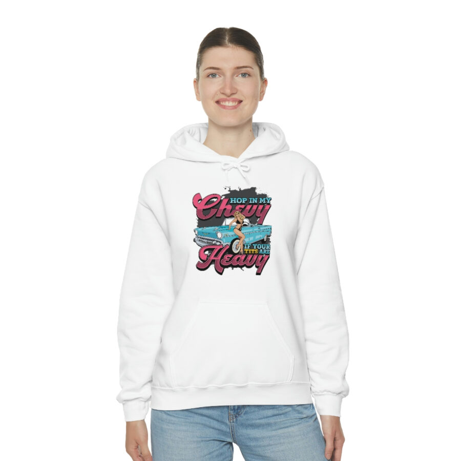 "Hop in my Chevy if your Tits are Heavy" Unisex Heavy Blend™ Hooded Sweatshirt - Image 12