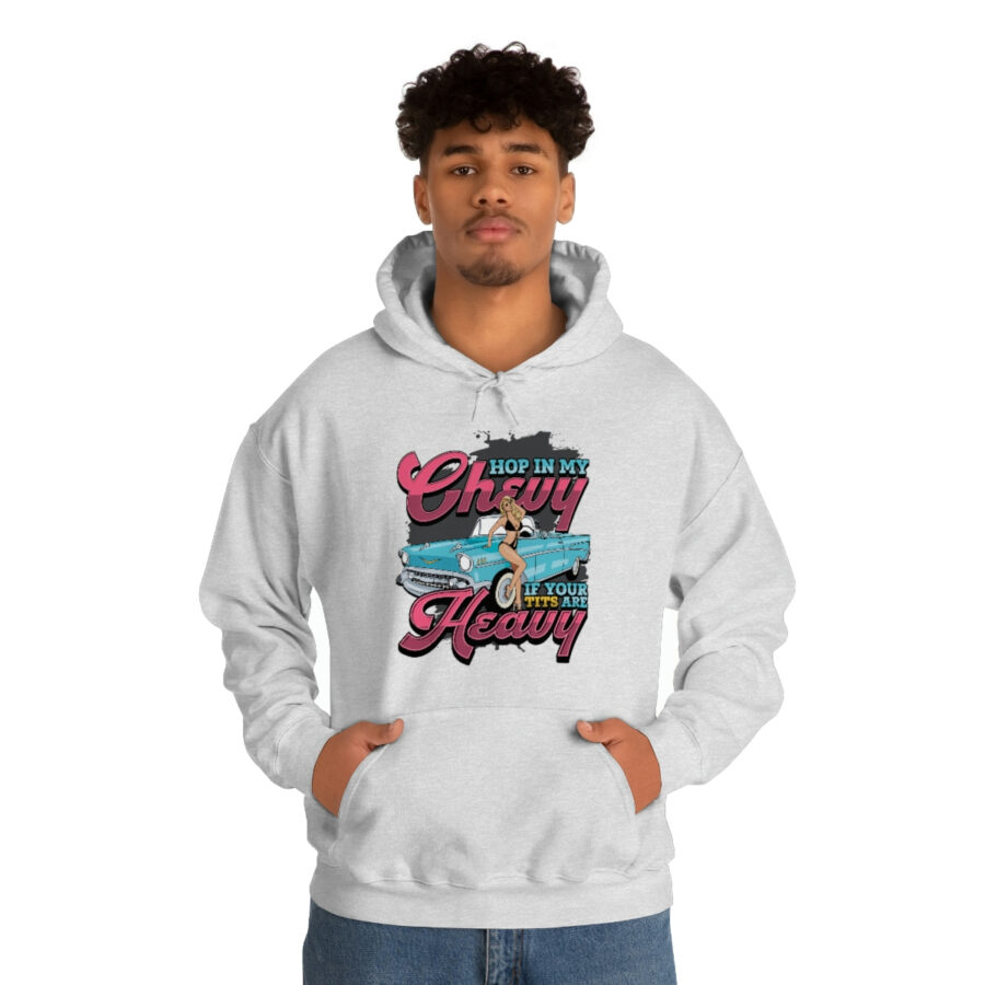 "Hop in my Chevy if your Tits are Heavy" Unisex Heavy Blend™ Hooded Sweatshirt - Image 43