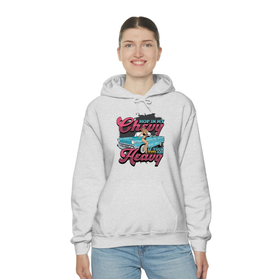 "Hop in my Chevy if your Tits are Heavy" Unisex Heavy Blend™ Hooded Sweatshirt - Image 44