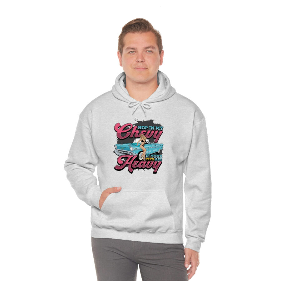 "Hop in my Chevy if your Tits are Heavy" Unisex Heavy Blend™ Hooded Sweatshirt - Image 45