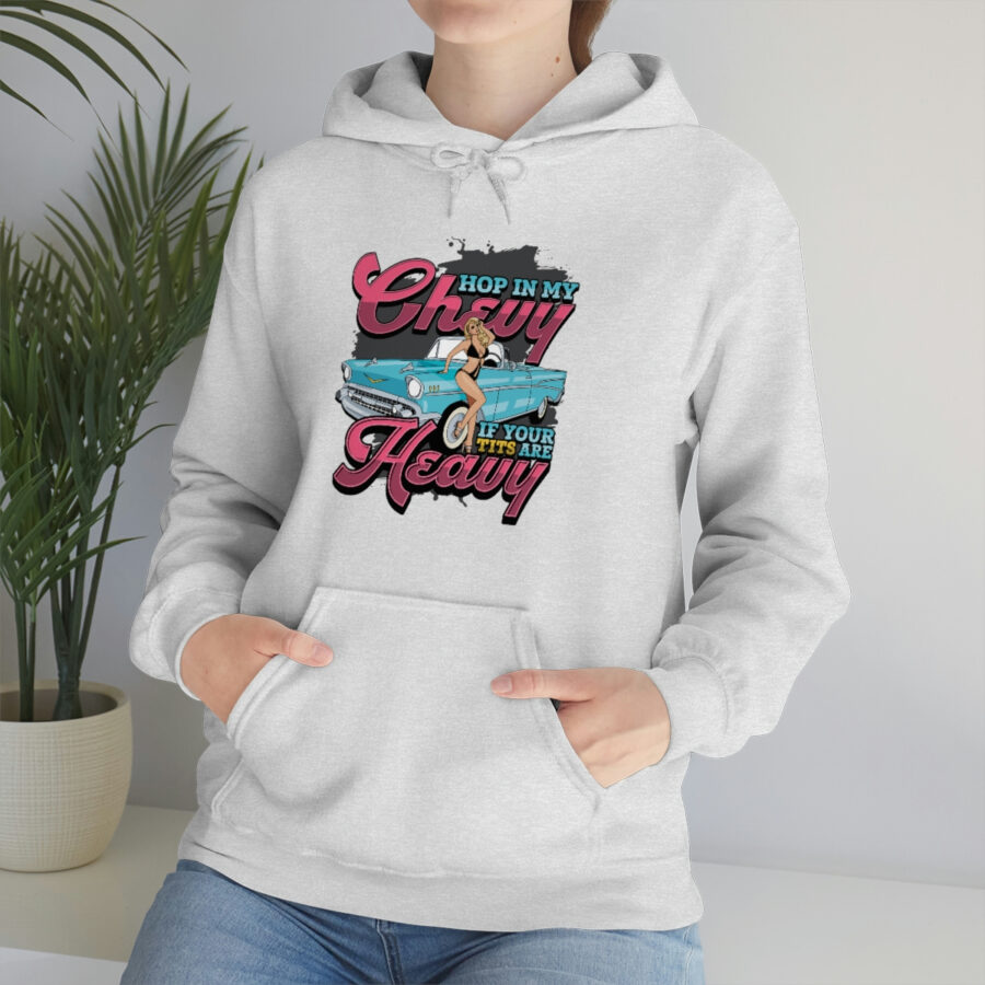 "Hop in my Chevy if your Tits are Heavy" Unisex Heavy Blend™ Hooded Sweatshirt - Image 46