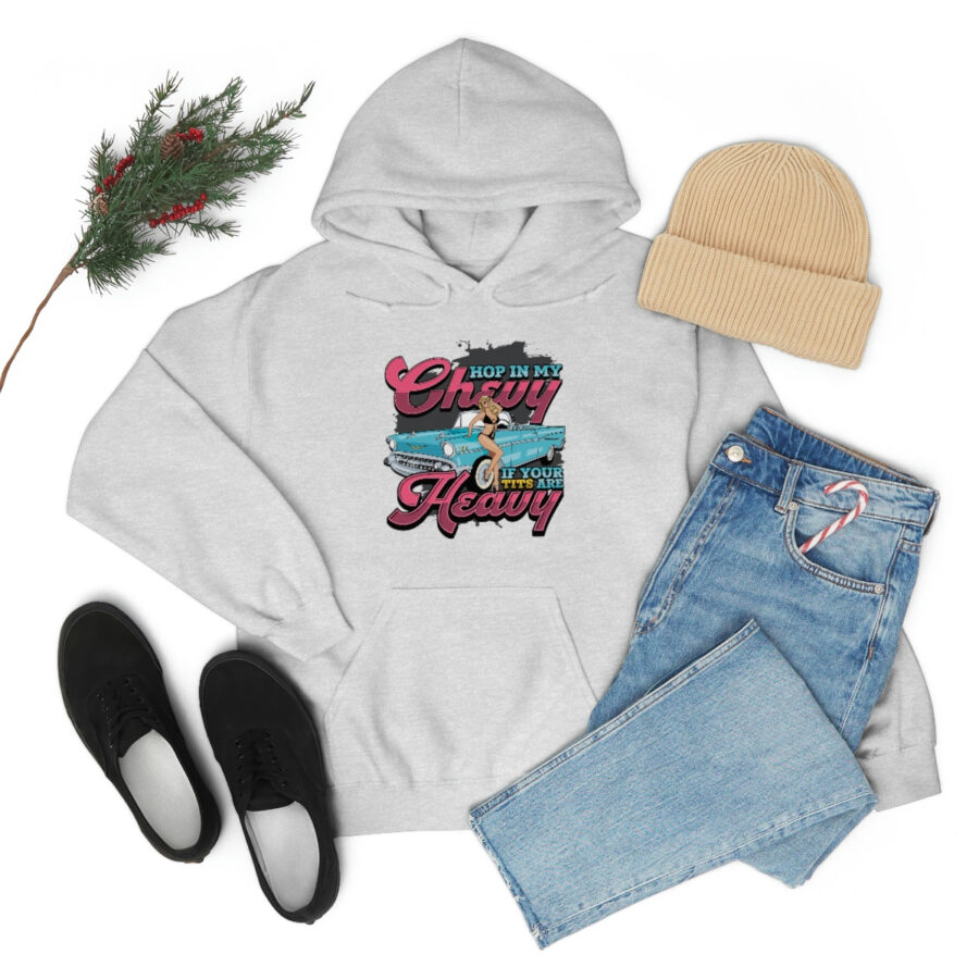 "Hop in my Chevy if your Tits are Heavy" Unisex Heavy Blend™ Hooded Sweatshirt - Image 47