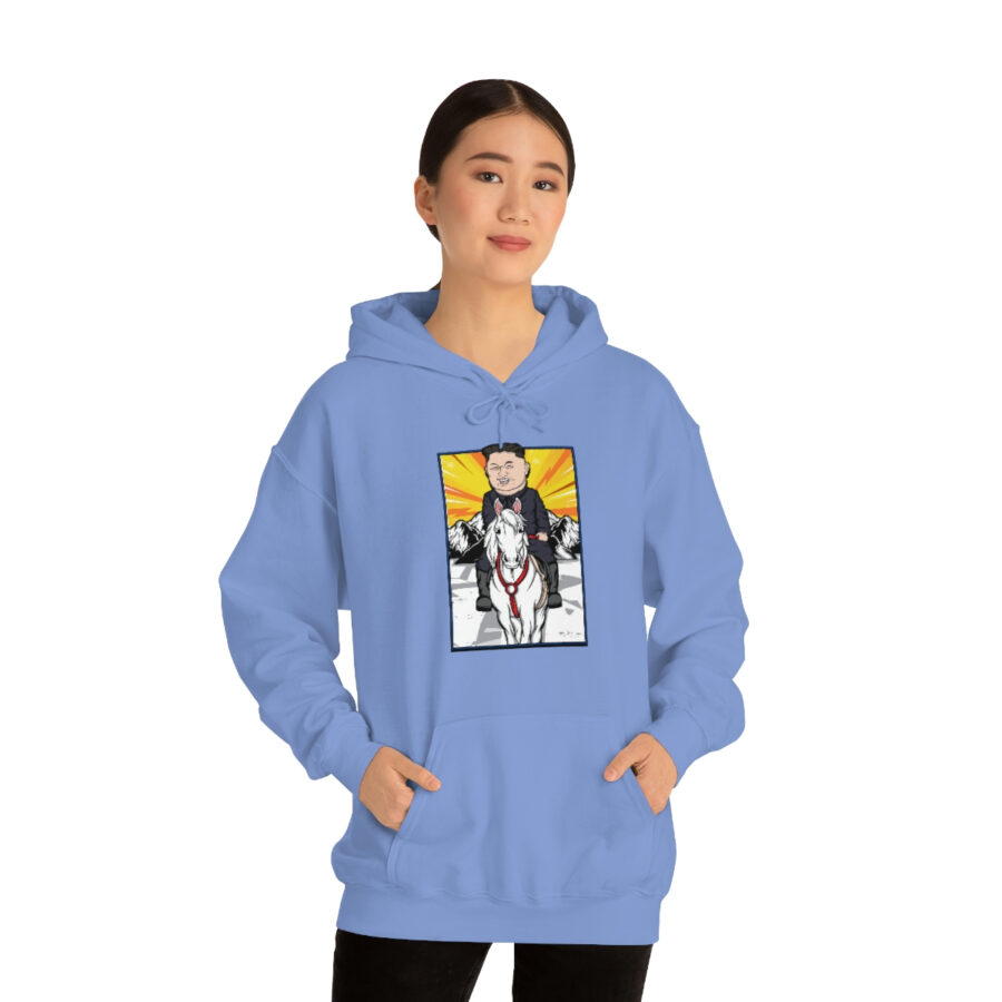 Kim Jung Un Riding White Horse Unisex Heavy Blend™ Hooded Sweatshirt - Image 50