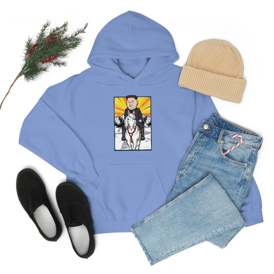 Kim Jung Un Riding White Horse Unisex Heavy Blend™ Hooded Sweatshirt - Image 55
