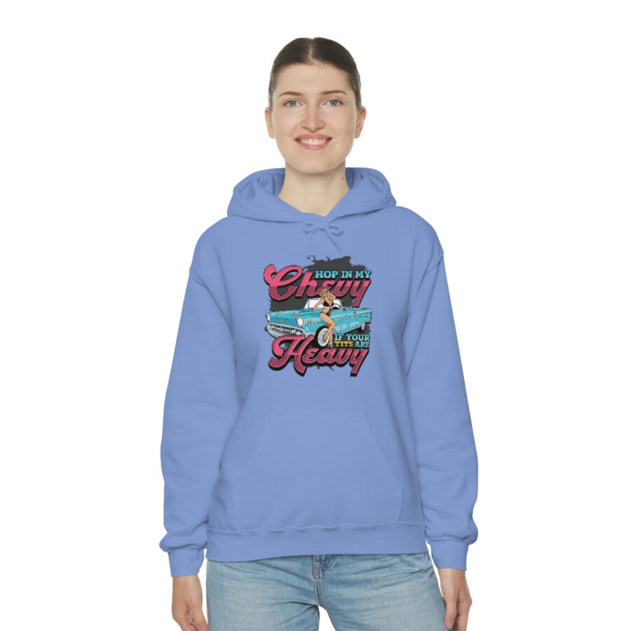 "Hop in my Chevy if your Tits are Heavy" Unisex Heavy Blend™ Hooded Sweatshirt - Image 52