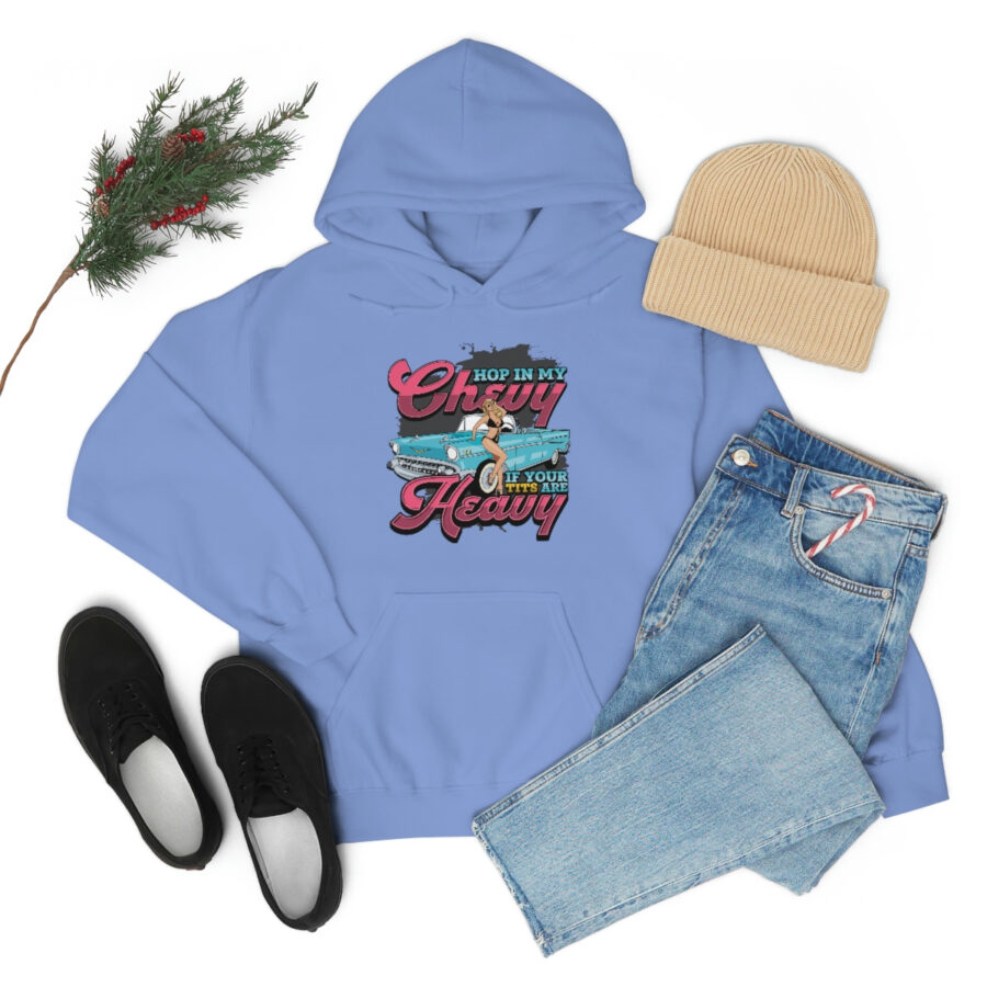"Hop in my Chevy if your Tits are Heavy" Unisex Heavy Blend™ Hooded Sweatshirt - Image 55