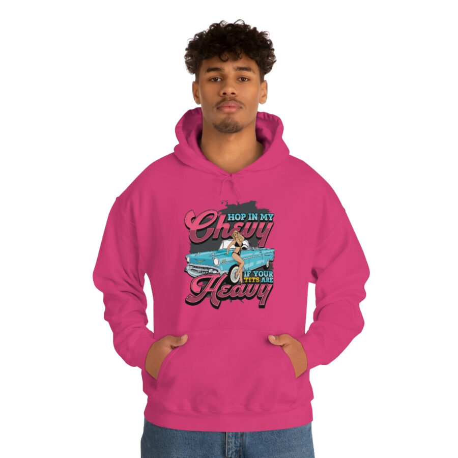 "Hop in my Chevy if your Tits are Heavy" Unisex Heavy Blend™ Hooded Sweatshirt - Image 83