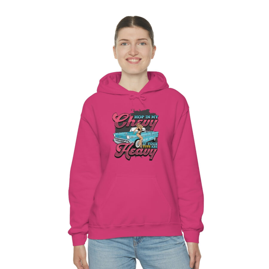 "Hop in my Chevy if your Tits are Heavy" Unisex Heavy Blend™ Hooded Sweatshirt - Image 84