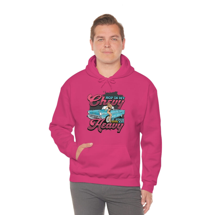 "Hop in my Chevy if your Tits are Heavy" Unisex Heavy Blend™ Hooded Sweatshirt - Image 85