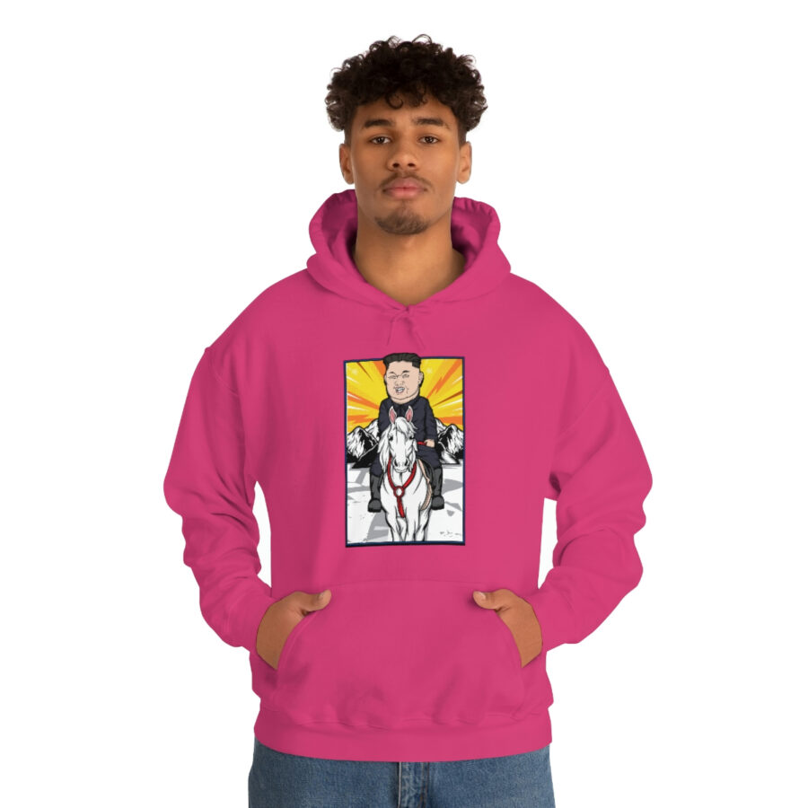 Kim Jung Un Riding White Horse Unisex Heavy Blend™ Hooded Sweatshirt - Image 91