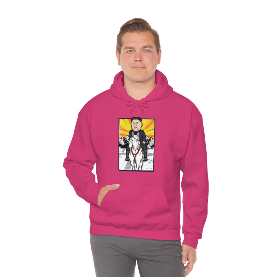 Kim Jung Un Riding White Horse Unisex Heavy Blend™ Hooded Sweatshirt - Image 93