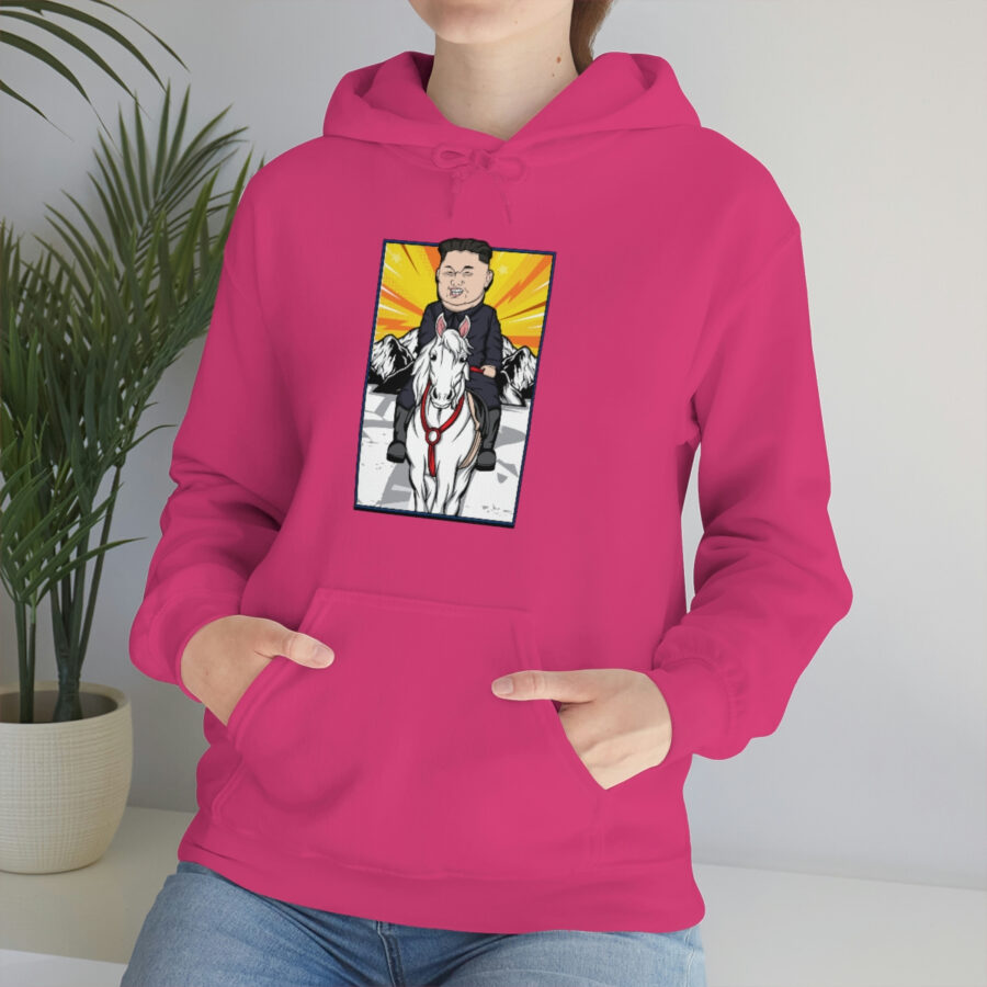 Kim Jung Un Riding White Horse Unisex Heavy Blend™ Hooded Sweatshirt - Image 94