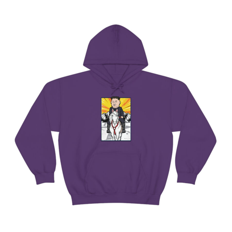 Kim Jung Un Riding White Horse Unisex Heavy Blend™ Hooded Sweatshirt - Image 73