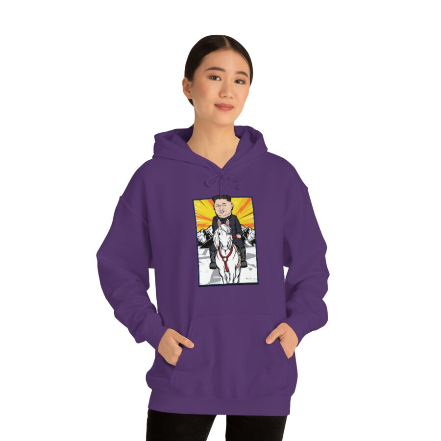 Kim Jung Un Riding White Horse Unisex Heavy Blend™ Hooded Sweatshirt - Image 74
