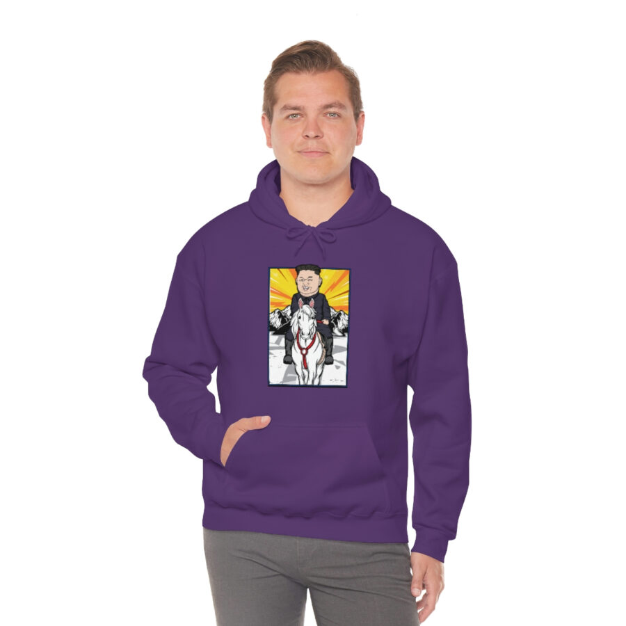 Kim Jung Un Riding White Horse Unisex Heavy Blend™ Hooded Sweatshirt - Image 77