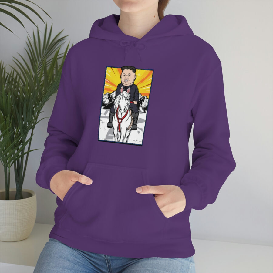 Kim Jung Un Riding White Horse Unisex Heavy Blend™ Hooded Sweatshirt - Image 78
