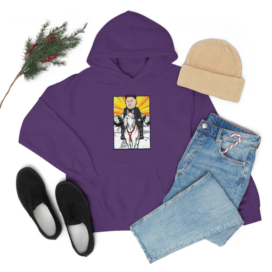 Kim Jung Un Riding White Horse Unisex Heavy Blend™ Hooded Sweatshirt - Image 79
