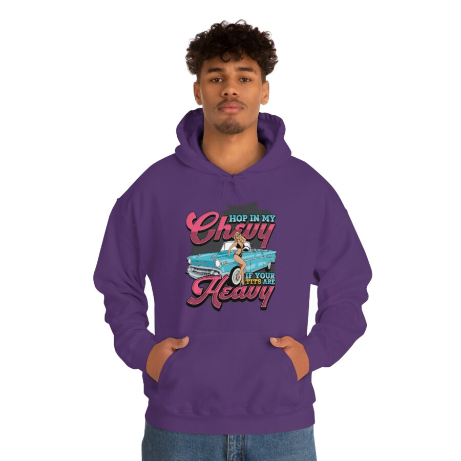 "Hop in my Chevy if your Tits are Heavy" Unisex Heavy Blend™ Hooded Sweatshirt - Image 67