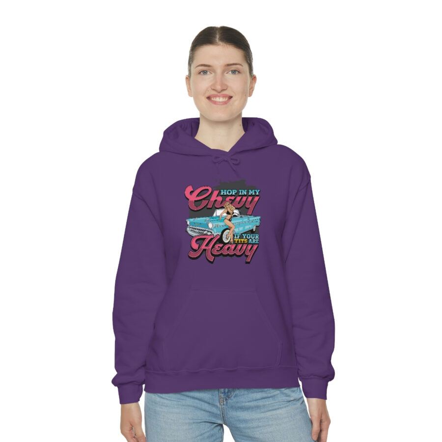 "Hop in my Chevy if your Tits are Heavy" Unisex Heavy Blend™ Hooded Sweatshirt - Image 68