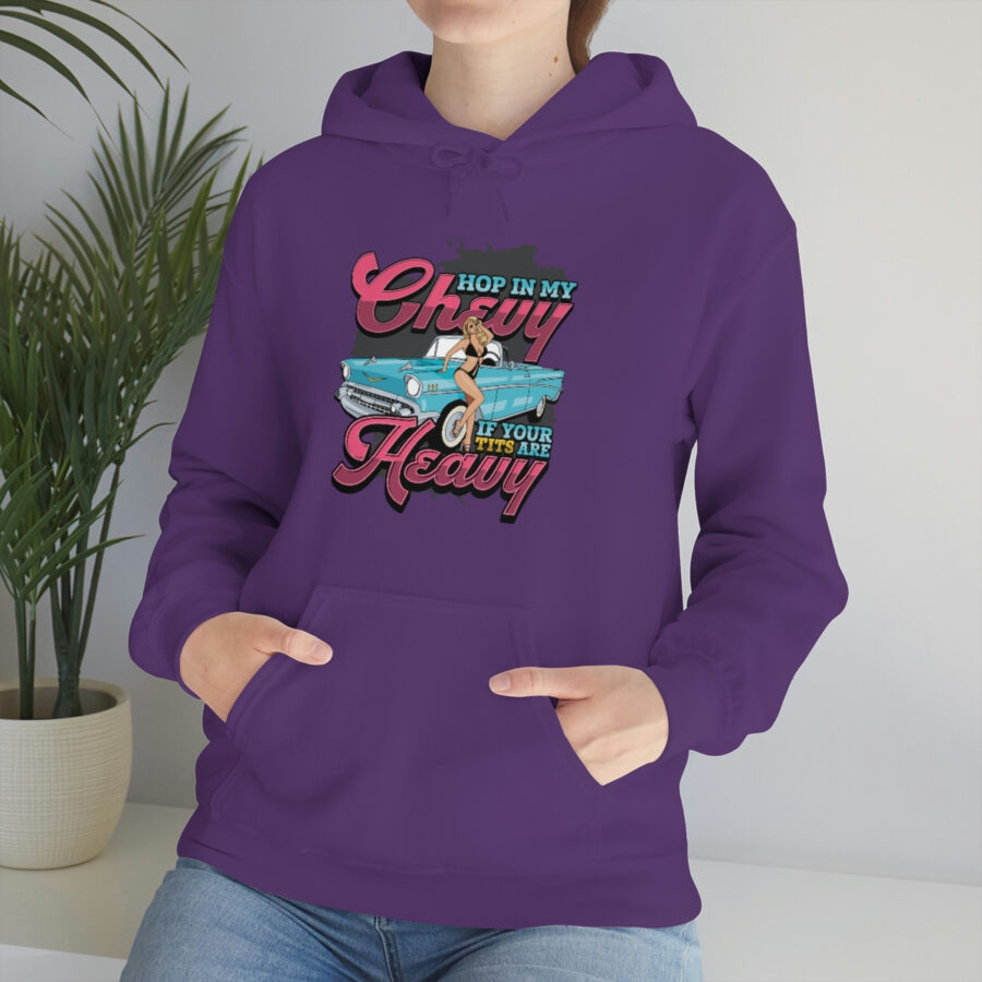 "Hop in my Chevy if your Tits are Heavy" Unisex Heavy Blend™ Hooded Sweatshirt - Image 70