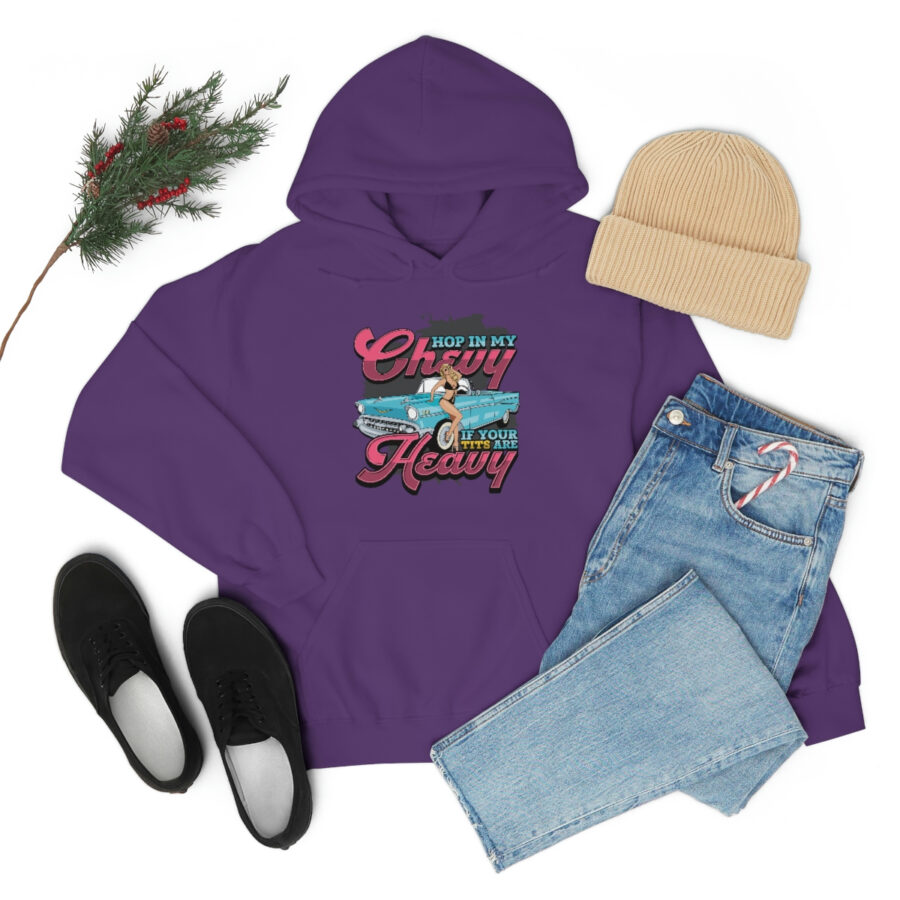 "Hop in my Chevy if your Tits are Heavy" Unisex Heavy Blend™ Hooded Sweatshirt - Image 71