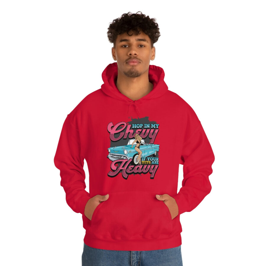 "Hop in my Chevy if your Tits are Heavy" Unisex Heavy Blend™ Hooded Sweatshirt - Image 91