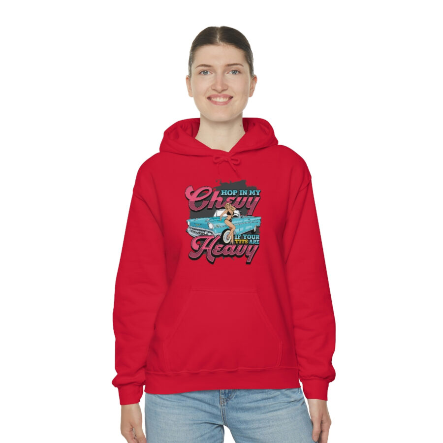 "Hop in my Chevy if your Tits are Heavy" Unisex Heavy Blend™ Hooded Sweatshirt - Image 92