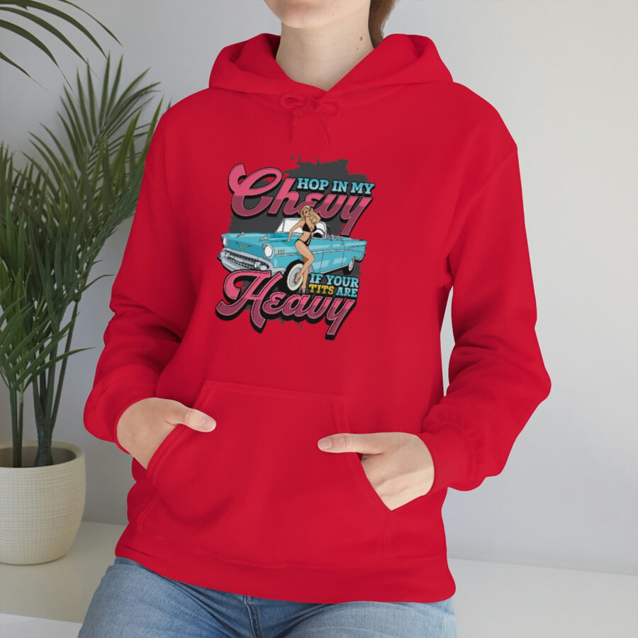 "Hop in my Chevy if your Tits are Heavy" Unisex Heavy Blend™ Hooded Sweatshirt - Image 94