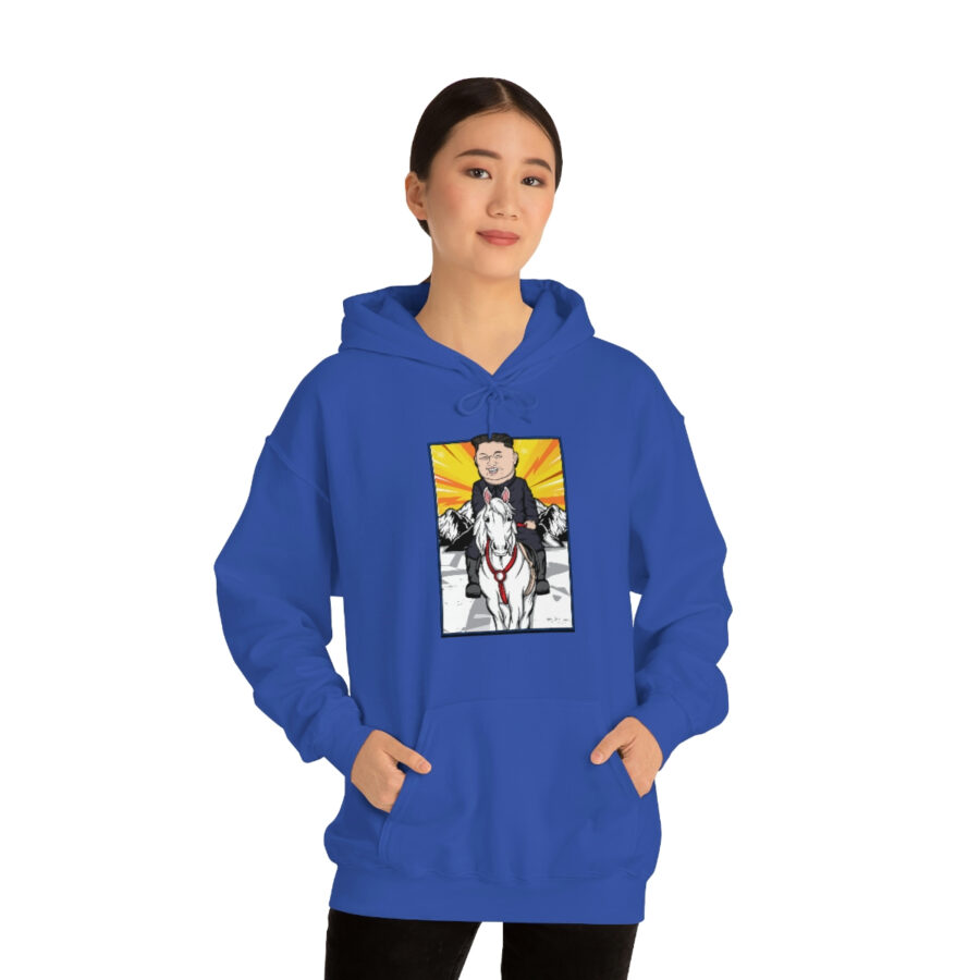 Kim Jung Un Riding White Horse Unisex Heavy Blend™ Hooded Sweatshirt - Image 66