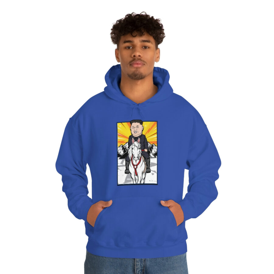 Kim Jung Un Riding White Horse Unisex Heavy Blend™ Hooded Sweatshirt - Image 67