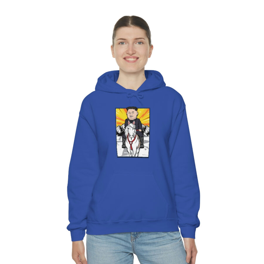 Kim Jung Un Riding White Horse Unisex Heavy Blend™ Hooded Sweatshirt - Image 68